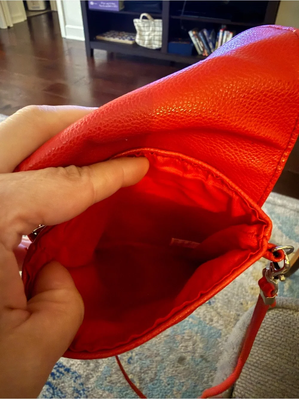 Red Leather Crossbody Bag (probably not real leather) and small wallet